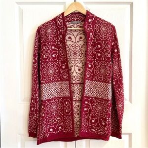 Vintage Y2K MFH Knits Baby Alpaca Mandarin Collar Boho Nordic Cardigan Sweater S